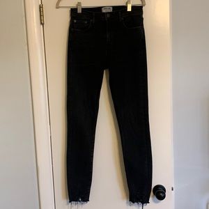 AGOLDE Sophie mid-rise black ankle jeans with chewed hem